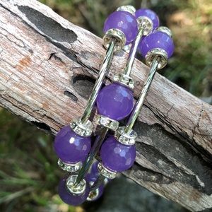 💘Amethyst 10mm Beaded Bracelet & Crystal Rondels
